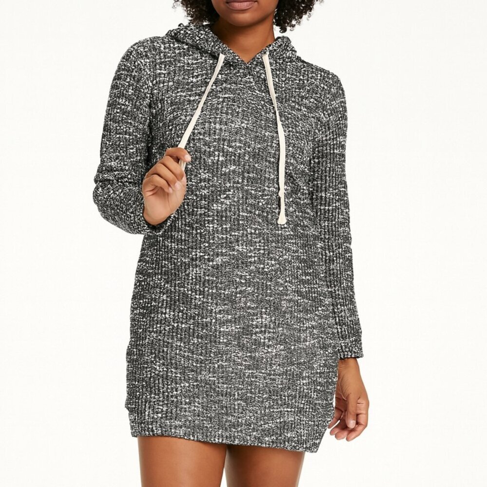 Fabletics Black White Knit Hoodie Dress – Athleisure Activewear Casual Medium